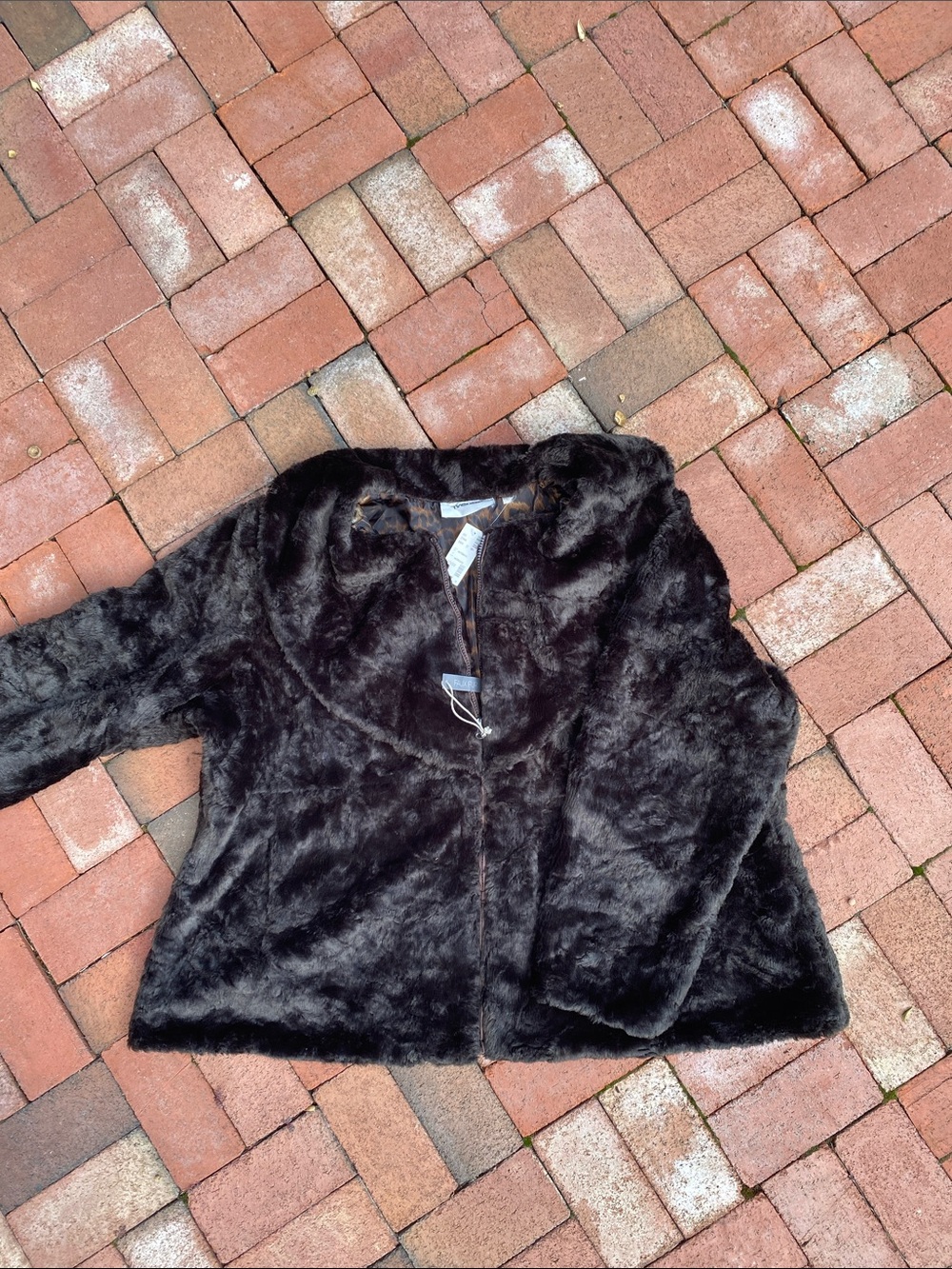 Avenue Black Plush Teddy Jacket NWT